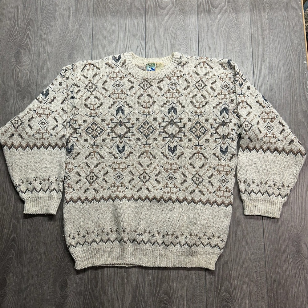 Vintage IT&CO Sport Mens Medium Cotton Geometric Fair Isle Knit Sweater Canada